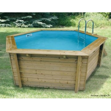 Piscine Bois ovale AZURA Ø410 H120 Liner bleu+BAB